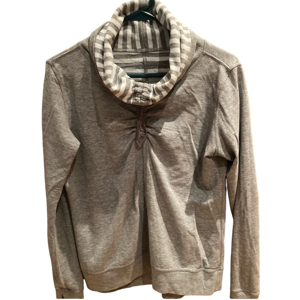 lululemon athletica Gray and White Striped Cowl Neck Sweater reversible - Picture 3 of 5